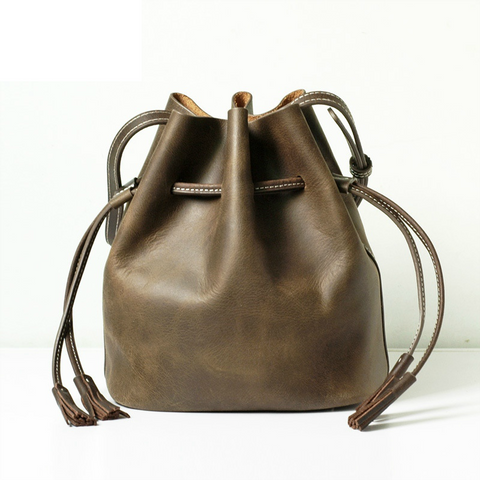 Genuine Leather Ladies Bucket Bag - BadassFreebies
