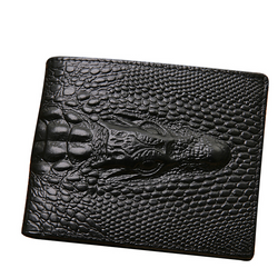 Genuine Leather Wallet with Crocodile Print - BadassFreebies