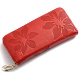 Genuine Leather Flower-Print Ladies Wallet - BadassFreebies